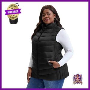 Plus Size Puffer Vest Water-Resistant Packable Lightweight Winter Vest